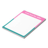 Cute Pink & Green Simple Modern Personalized Name ノートパッド (回転)