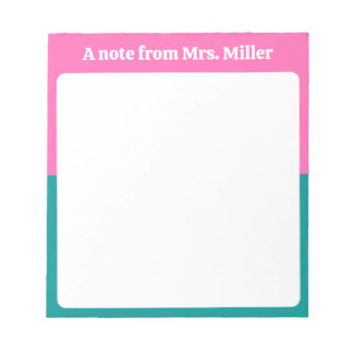 Cute Pink & Green Simple Modern Personalized Name ノートパッド