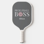 Cute Pink Grey Pickleball Boss  ピックルボールラケット (裏面)