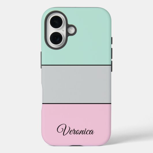 Cute Pink Grey Teal Personalized Phone Case-Mate iPhoneケース (裏面)