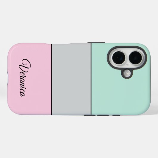 Cute Pink Grey Teal Personalized Phone Case-Mate iPhoneケース (裏面 (横))
