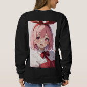 Cute Pink-Haired Anime Girl Illustration スウェットシャツ (裏面)