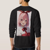 Cute Pink-Haired Anime Girl Illustration スウェットシャツ (裏面)