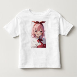 Cute Pink-Haired Anime Girl Illustration トドラーTシャツ