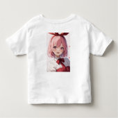 Cute Pink-Haired Anime Girl Illustration トドラーTシャツ (裏面)