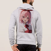 Cute Pink-Haired Anime Girl Illustration パーカ (裏面)