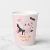Cute Pink Halloween Birthday Party 紙コップ (裏面)