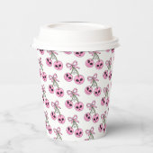  cute pink Halloween cherry illustration  紙コップ (左)