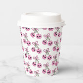  cute pink Halloween cherry illustration  紙コップ (正面)