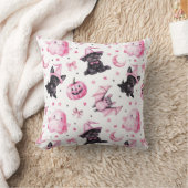 Cute Pink Halloween Ghosts & Dogs Throw Pillow クッション (ブランケット)