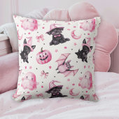 Cute Pink Halloween Ghosts & Dogs Throw Pillow クッション