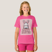 Cute Pink Happy Easter White Bunny T-Shirt Tシャツ (正面フル)