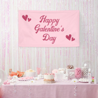 Cute Pink Happy Galentines Day Party 横断幕