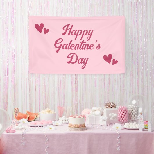 Cute Pink Happy Galentines Day Party 横断幕 (パーティー)
