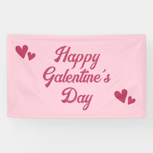 Cute Pink Happy Galentines Day Party 横断幕 (横)