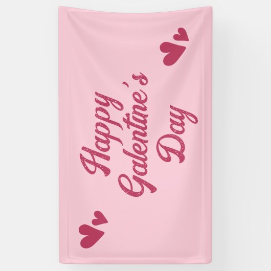 Cute Pink Happy Galentines Day Party 横断幕 (縦)