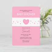 Cute Pink Heart Baby Shower Invitation 招待状 (スタンド正面)