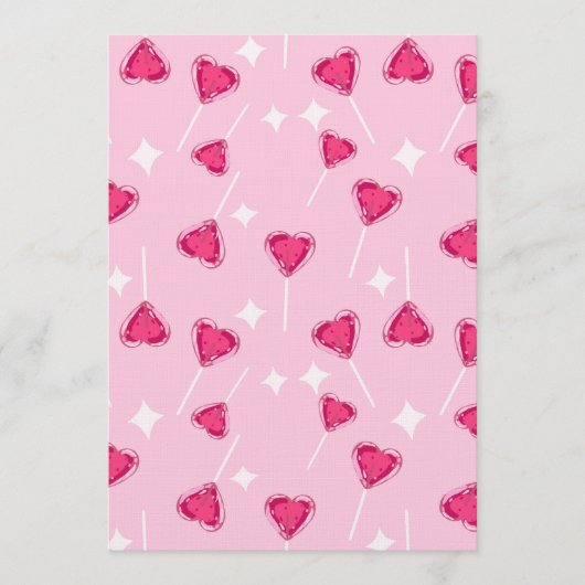 Cute Pink Heart Lollipop Seamless Pattern 招待状 (正面)