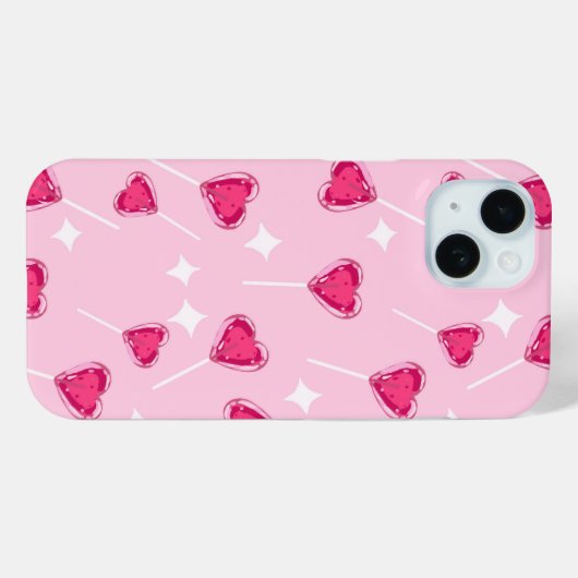 Cute Pink Heart Lollipop Seamless Pattern Case-Mate iPhoneケース (裏面 (横))
