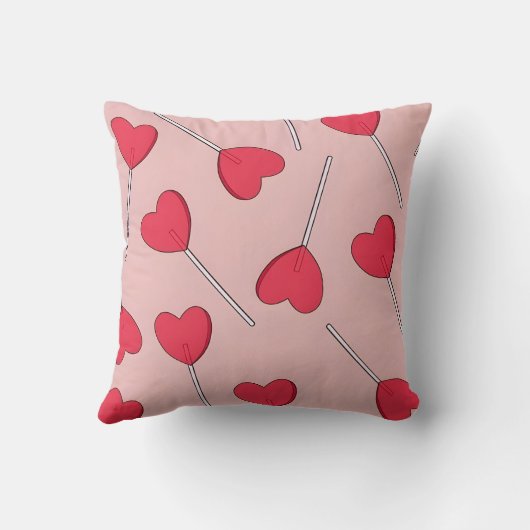 Cute Pink Heart Lollipops Seamless Pattern クッション (裏面)