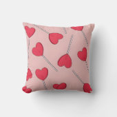 Cute Pink Heart Lollipops Seamless Pattern クッション (正面)