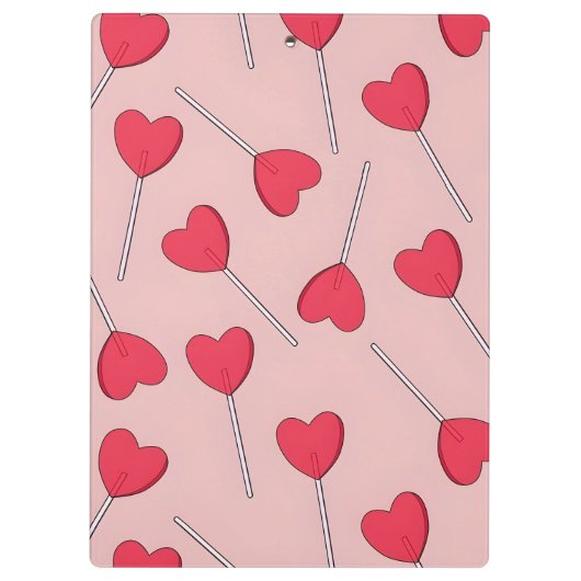 Cute Pink Heart Lollipops Seamless Pattern クリップボード (裏面)