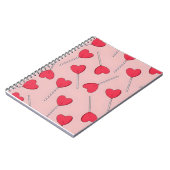 Cute Pink Heart Lollipops Seamless Pattern ノートブック (左側)
