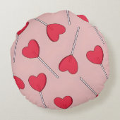 Cute Pink Heart Lollipops Seamless Pattern ラウンドクッション (裏面)