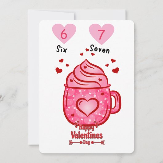Cute Pink Heart Mug Valentine's Day Greeting Card 招待状 (正面)