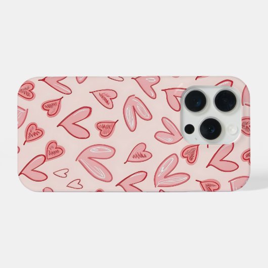 Cute Pink Heart Pattern Phone Case iPhoneケース (裏面横)