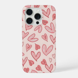 Cute Pink Heart Pattern Phone Case iPhone 15 Proケース