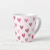 Cute Pink Heart Pattern – Romantic &Stylish Design カフェラテマグ (右アングル)