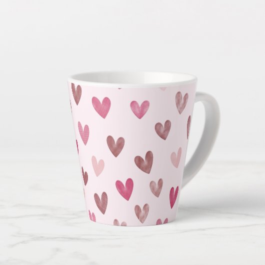Cute Pink Heart Pattern – Romantic &Stylish Design カフェラテマグ (右アングル)