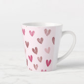 Cute Pink Heart Pattern – Romantic &Stylish Design カフェラテマグ (右)