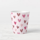 Cute Pink Heart Pattern – Romantic &Stylish Design カフェラテマグ (正面)