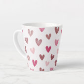 Cute Pink Heart Pattern – Romantic &Stylish Design カフェラテマグ (左アングル)