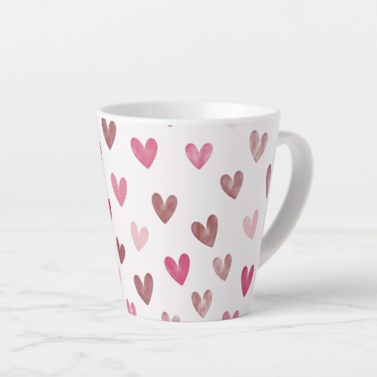 Cute Pink Heart Pattern – Romantic &Stylish Design カフェラテマグ (右アングル)