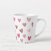 Cute Pink Heart Pattern – Romantic &Stylish Design カフェラテマグ (右)