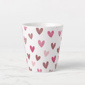 Cute Pink Heart Pattern – Romantic &Stylish Design カフェラテマグ (正面)
