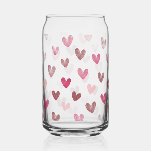 Cute Pink Heart Pattern – Romantic &Stylish Design ガラス缶 (裏面)