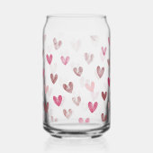 Cute Pink Heart Pattern – Romantic &Stylish Design ガラス缶 (右)