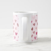 Cute Pink Heart Pattern – Romantic &Stylish Design ジャンボコーヒーマグカップ (裏面)