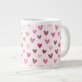 Cute Pink Heart Pattern – Romantic &Stylish Design ジャンボコーヒーマグカップ (正面右)