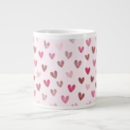 Cute Pink Heart Pattern – Romantic &Stylish Design ジャンボコーヒーマグカップ
