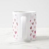 Cute Pink Heart Pattern – Romantic &Stylish Design ジャンボコーヒーマグカップ (裏面)