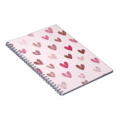 Cute Pink Heart Pattern – Romantic &Stylish Design ノートブック (右側)