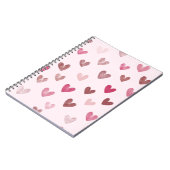 Cute Pink Heart Pattern – Romantic &Stylish Design ノートブック (左側)