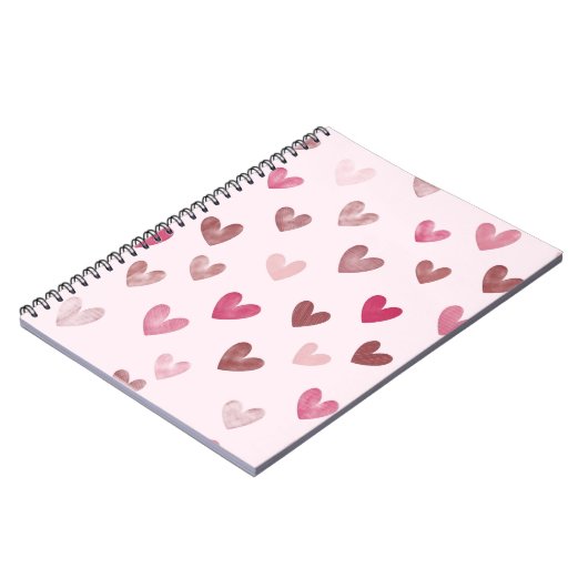 Cute Pink Heart Pattern – Romantic &Stylish Design ノートブック (左側)