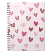 Cute Pink Heart Pattern – Romantic &Stylish Design ノートブック (正面)