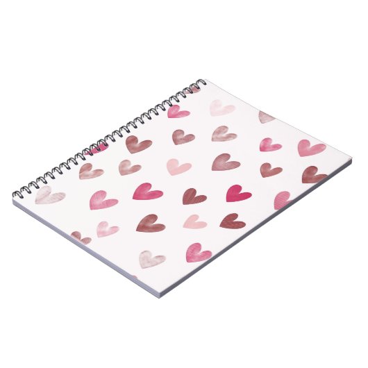 Cute Pink Heart Pattern – Romantic &Stylish Design ノートブック (左側)